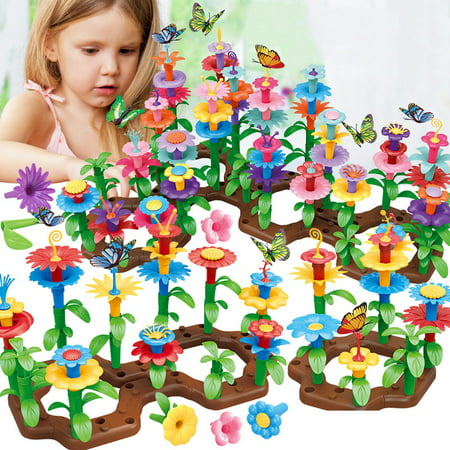 Flower Garden Building Toys, Build a Bouquet Sets for 3 4 5 6 Year Old Toddler Girls, Arts and Crafts for Little Kids Age 3yr Up, Christmas Birthday Gifts for Creativity Play (76PCS)Multicolor-76Pcs,