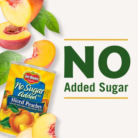 Del Monte No Sugar Added Sliced Peaches, Canned Fruit, 14.5 oz Can
