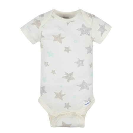 Gerber Baby Boy or Girl Gender Neutral Short Sleeves Onesies Bodysuits, 8-Pack (Newborn - 12 Months), Elephants, Newborn