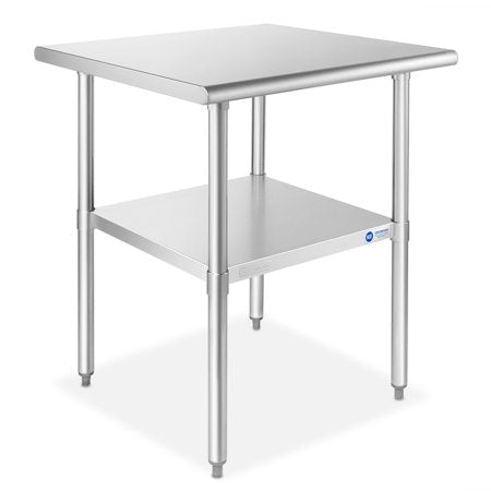 GRIDMANN 30 x 30 Inch Stainless Steel Table w/ Undershelf, NSF Commercial Kitchen Work & Prep Table, 30 in Long x 30 in Deep