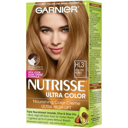 Garnier Nutrisse Ultra Color Nourishing Bold Permanent Hair Creme, HL3 Golden Honey, 1 KitHL3 Golden Honey,