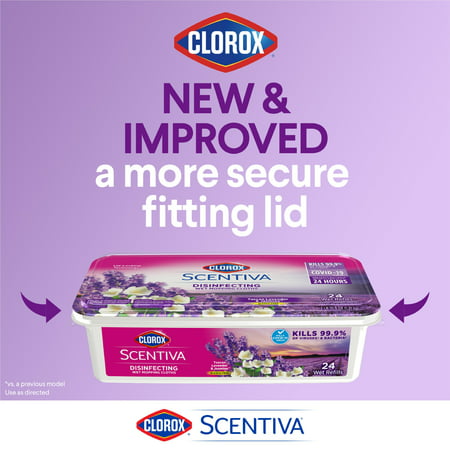 Clorox Scentiva Disinfecting Wet Mopping Cloths, Tuscan Lavender & Jasmine, 24 Cloths, Pack of 2