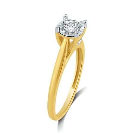 Forever Bride 1/2 Carat T.W. Round Diamond 10 kt Yellow Gold Miracle Plate Solitaire Engagement Ring