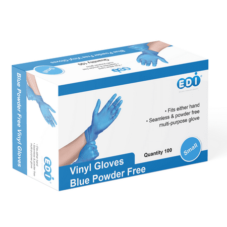 EDI Blue Vinyl Gloves (Small, 100), S