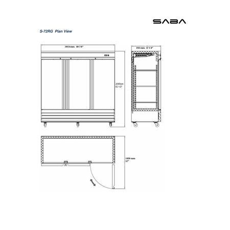 Heavy Duty Commercial 72 cu ft Stainless Steel Glass Door Reach-In Refrigerator (3 Door)
