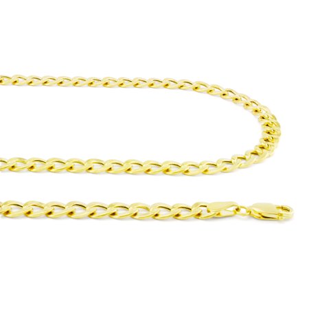 Nuragold 14k Yellow Gold 6.5mm Cuban Curb Link Chain Necklace, Mens Jewelry with Lobster Clasp 20" - 30"