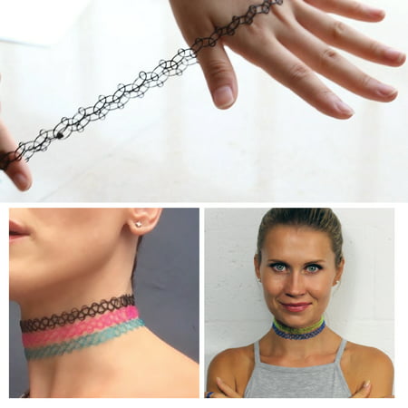 24PCS Choker Necklace Gothic Henna Tattoo Stretch Elastic Plastic Jewelry Value PackSet B,