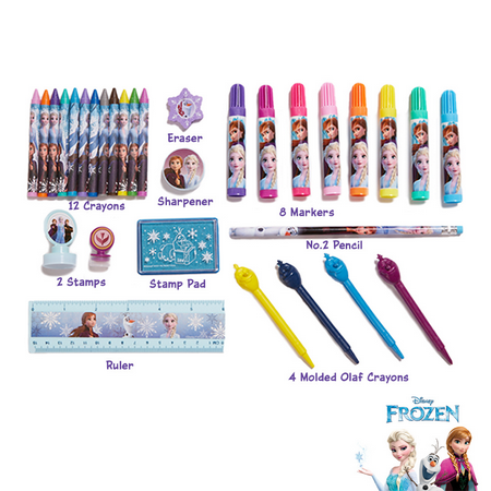 Disney Frozen Girls Art Kit with Carrying Tin Gel Pens Markers Stickers 200 Pc
