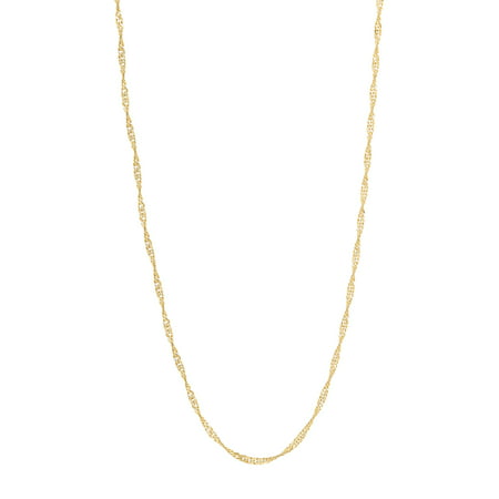 Brilliance Fine Jewelry 10K Yellow Gold 1.35MM Singapore Chain Necklace, 22"