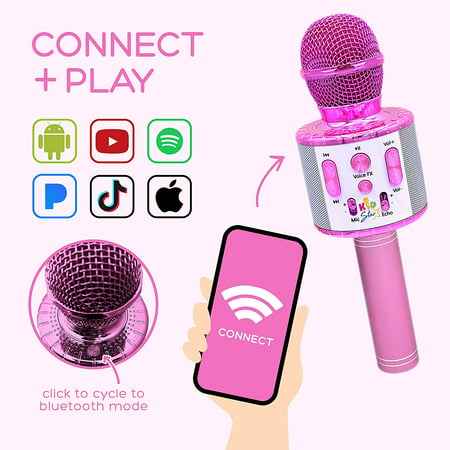 Move2Play Kids Star Karaoke, Kids Bluetooth Microphone, + 15 Pre-Loaded Nursery Rhymes, Boy & Girls Toy, Gift for 2, 3, 4, 5, 6+ Years OldPink,