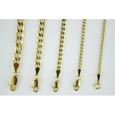 10k Hollow Cuban Yellow Gold Chain Necklace Bracelet 2mm-5.5mm & 7"-30", 2 mm