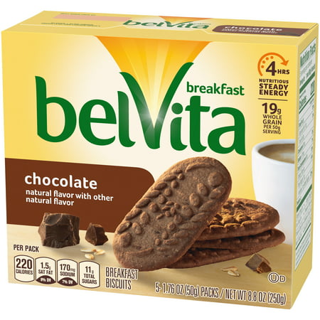 belVita Chocolate Breakfast Biscuits, 5 Packs (4 Biscuits Per Pack)