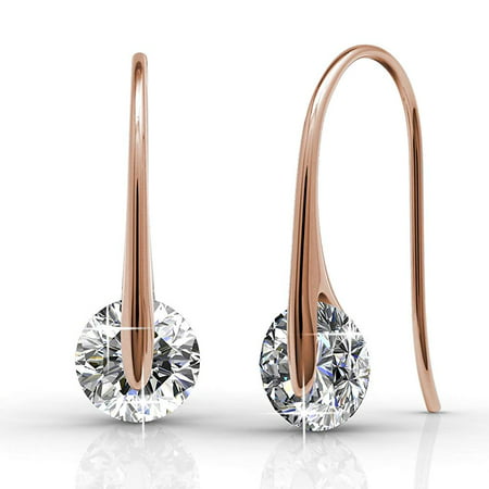 Cate & Chloe McKayla Wonderous 18k Rose Gold Earrings with Swarovski Crystals, Drop Dangle Earrings, Best Silver Earrings for Women, Special Occasion Jewelry - MSRP $126Rose Gold,