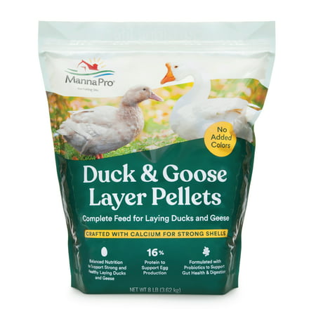 Manna Pro Duck and Goose Layer Pellets, Crafted with Calcium for Strong Shells, 8 lbs