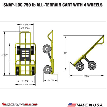 SNAP-LOC ALL-TERRAIN HAND CART 4 WHEEL 750 lb. capacity, 10 inch airless wheels
