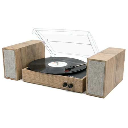 LP&No.1 Bluetooth Turntable Hi-fi System with Bookshelf Speakers, 3 Speed Vintage Belt-Drive Turntable with Wireless Playback & Auto-Stop & Bluetooth Input, Light WoodLight Wod,
