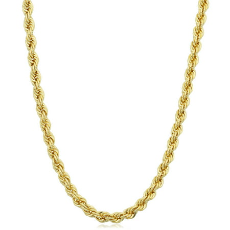 SuperJeweler 3.3mm Rope Chain Bracelet, 7 1/2 Inches, Yellow Gold For Women and Men