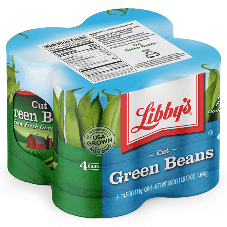 (4 Count) Libby's Cut Green Beans, Canned Vegetables, 14.5 oz