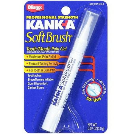 Kank-A Soft Brush Tooth/Mouth Pain Gel Professional Strength 0.07 oz (Pack of 6)