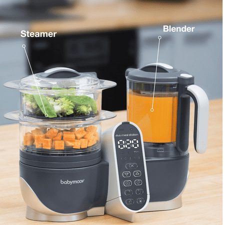 Babymoov Duo Meal Station | 6 in 1 Food Processor With Steam Cooker, Multi-Speed Blender, Baby Purees, Warmer, Defroster, Sterilizer, Grey, Original