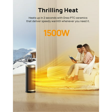 Dreo Space Heater, Heater, Electric Heater, 1500W for Indoor Use, 70? Oscillating Portable Heater, Remote Control, 24H Timer, Tip-Over Switch& Overheat Protect, for Office Bedroom