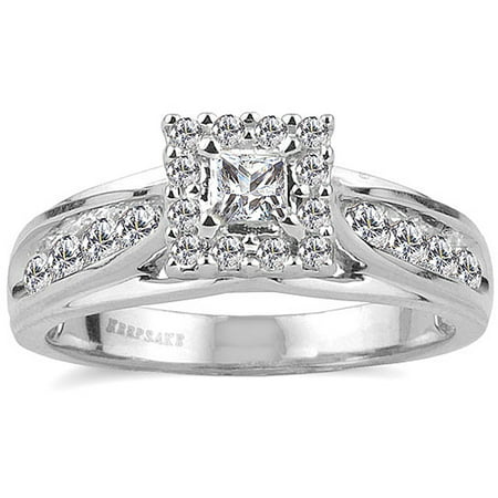 1/2ctw Certified Genuine Diamond 10KT White Gold Ladies "Melody" Princess Ring by Keepsake