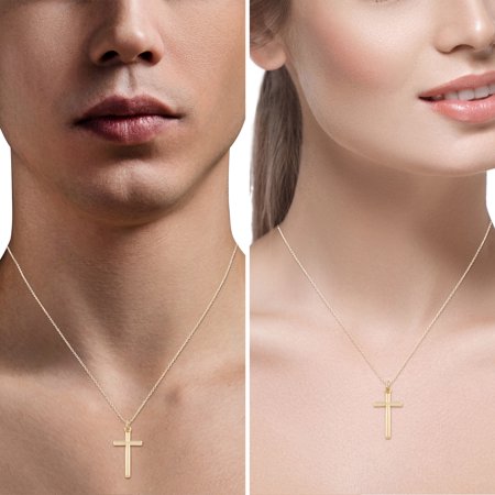 14K Yellow Gold Cross Religious Pendants / Charms for Men and WomenRounded Cross,