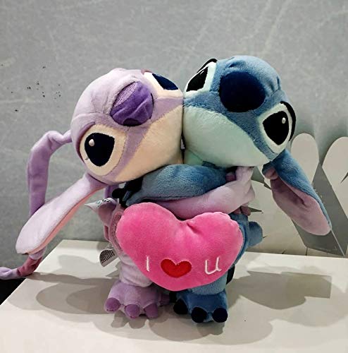 PAPRING Lilo Toy 7 inch Stitch Angel Couple Disney Movie Big Plush Huggable Toys Large Stuffed Gift Collectable Christmas Halloween Birthday Gifts Cute Doll Animal Collectibles Collectible for Kids