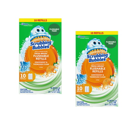 Scrubbing Bubbles Fresh Brush Toilet Cleaning System, Flushable Refill, 10 ct - 2 Pack, 2 Pack