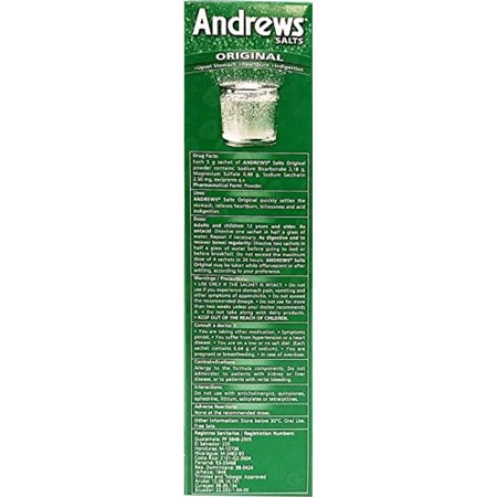 Andrews Salts Original Instant Relief from Upset Stomach, Heartburn, Indigetsion- 50 sachets