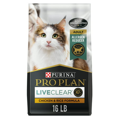 Purina Pro Plan Allergen Reducing, High Protein Cat Food, LIVECLEAR Chicken and Rice Formula, 16 lb. Bag, 16 lbs