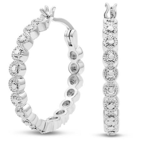 SuperJeweler 1/4 Carat Diamond Hoop Earrings, 3/4 Inch for Women