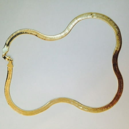 Unisex 14K Gold Herringbone Flat Necklace 20", 1 PCS