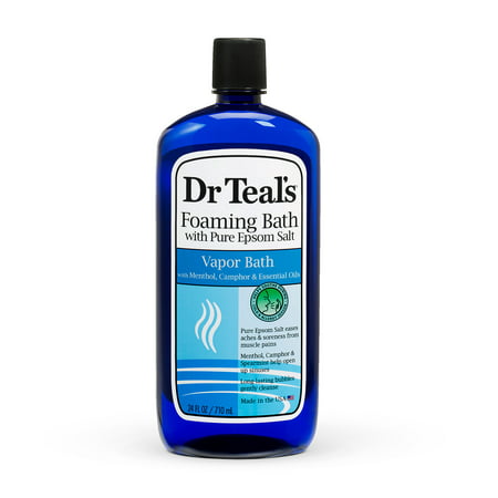 Dr Teal's Foaming Bath with Pure Epsom Salt, Vapor Bath with Menthol, Camphor & Essential Oils, 24 fl oz.