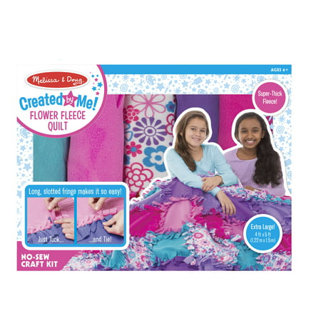 Melissa & Doug Created by Me! Flower Fleece Quilt No-Sew Craft Kit (48 squares, 4 feet x 5 feet)