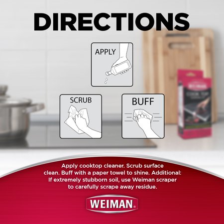 Weiman Ceramic and Glass Cooktop Cleaner - Heavy Duty Cleaner and Polish (10 Ounce Bottle and 3 Scrubbing Pads)
