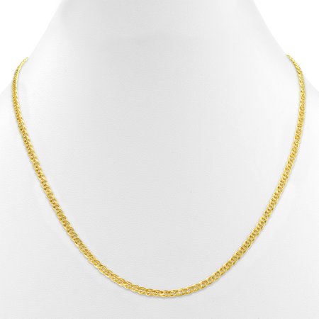 Nuragold 10K Yellow Gold 3mm Double Cuban Curb Link Chain Pendant Necklace, Womens Men Jewelry Lobster Clasp 16" 18" 20" 22" 24" 26"