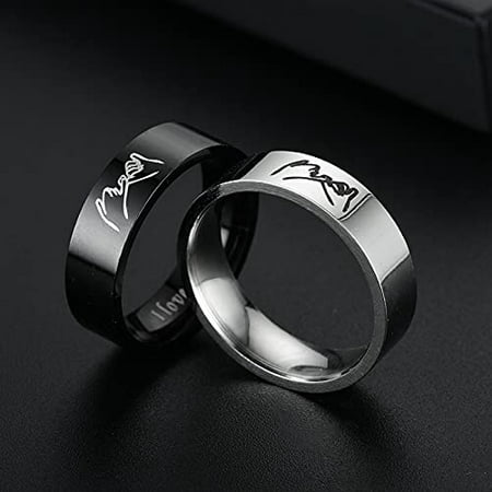 6MM Men's Titanium Black Ring I Love You Promise Matching Couples Jewelry Romantic Gifts for Husband Boyfriend (Men, size 6)Men,