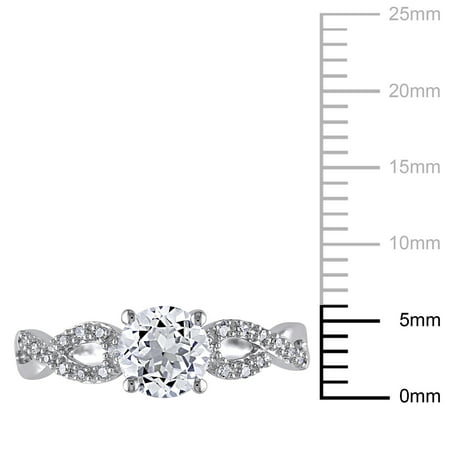 Miabella Women's 1 Carat T.G.W. Created White Sapphire and 1/10 Carat T.W. Diamond Infinity Engagement Ring in 10kt White Gold, 7