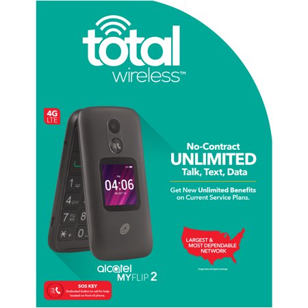 Total Wireless Alcatel MYFLIP 2, 4GB, Black- Prepaid Smartphone