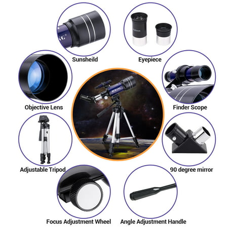 BEBANG Telescope for Astronomy, 70mm Professional Refractor Telescope for Kids Adults Beginners, Portable Telescope with TripodBule,