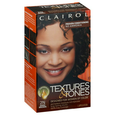 Clairol Textures & Tones Permanent Hair Color, 2N Dark Brown, Hair Dye, 1 Application2N Dark Brown,