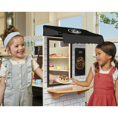 Little Tikes Real Wood Cafe & Bakery 20-Piece Wooden Pretend Play Kitchen Toys Playset, Realistic Lights & Sounds, Dual-Sided Play, Multi-Color- For Kids Girls Boys Ages 3 4 5+