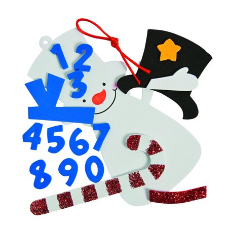 Dated Snowman Ornament Craft Kit, DIY Foam Kids' Crafts, Christmas, Winter, Makes 12