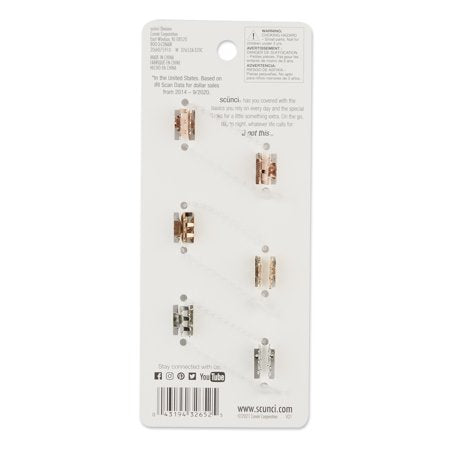 Scunci Metal Mini Rhinestone Claw Clips, Gold/Rose and Gold/Silver, 6ct