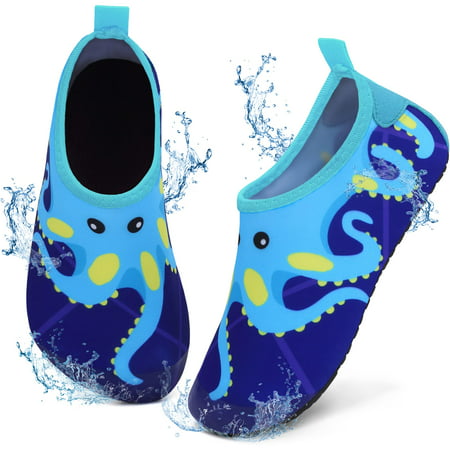 Bergman Kelly Water Shoes for Toddlers / Boys & Girls / Athletic Water Socks for Water Play Activities Pool Beach Puddles (US Company), Blue Octopus, 8-9
