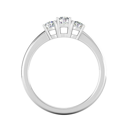 1/2ctw Diamond Three Stone Anniversary Ring in 10k White Gold (G-H, I2-I3)White Gold,