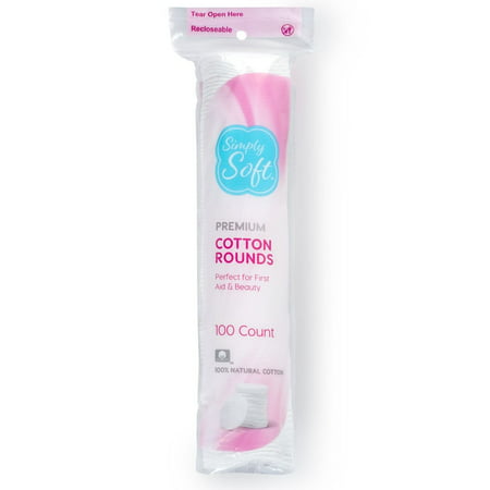 Simply Soft Premium Cotton Rounds, 100% Pure Cotton, Absorbent Cotton Pads, 100 ct (Pack of 1)