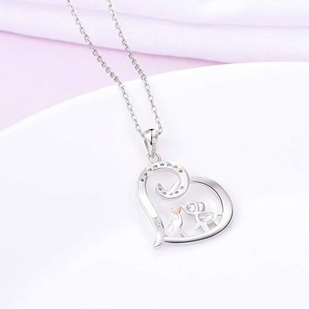 SHIYAO Mama and Baby Elephant Necklace for Women Silver Heart Necklace Mother Daughter Jewelry Family Jewelry Gift for Mom Wife Girls Mother's Day Gift(Elephant)Elephant,