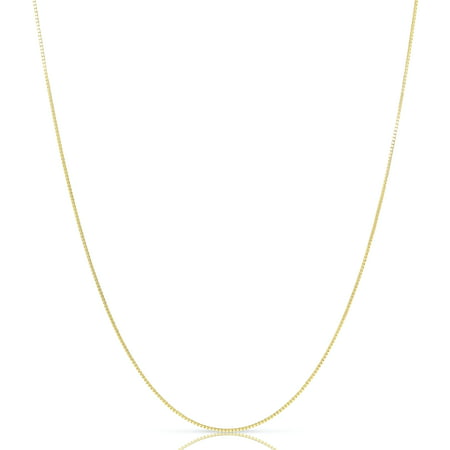 14K Gold Plated Sterling Silver Box Chain Necklaces 0.8MM-1MM, Solid 925 Italy, 16-24 inch, Next Level Jewelry